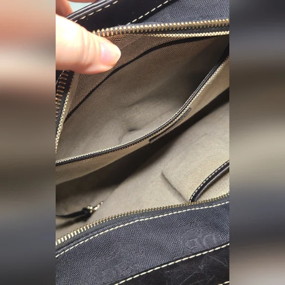 Dooney & Burke Black Leather and Coated Canvas Shoulder Bag - Picture 17 of 17